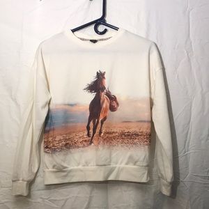 Girls cream sweater with horse